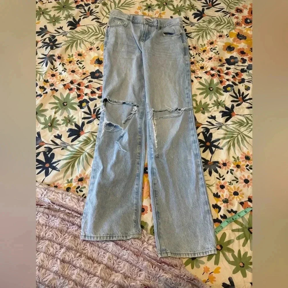 Pacsun 90’s Boyfriend Light Denim Distressed Holes Jeans, Women’s 25